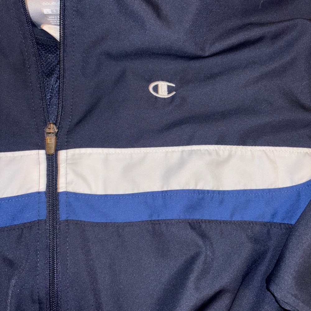 Size L Navy and white Champion windbreaker jacket